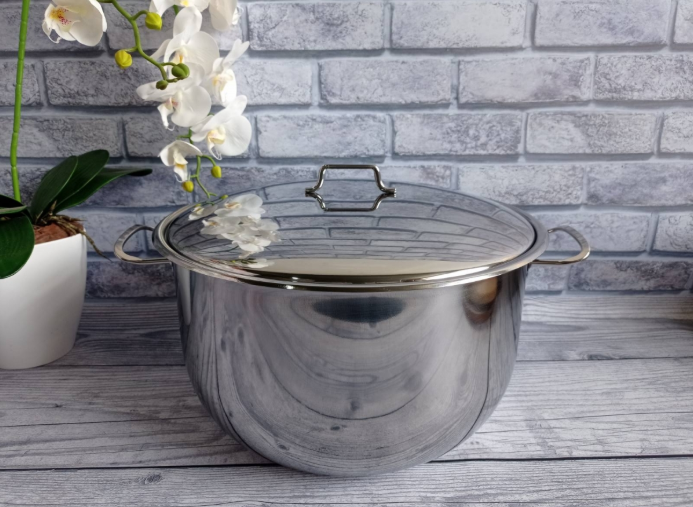 Каструля OMS Kinox з нержавіючої сталі з кришкою для газу і індукцїї 26х16 см 8 л (30286085) - фото 1 Каструля OMS Kinox з нержавіючої сталі з кришкою для газу і індукцїї 26х16 см 8 л (30286085) - фото 1