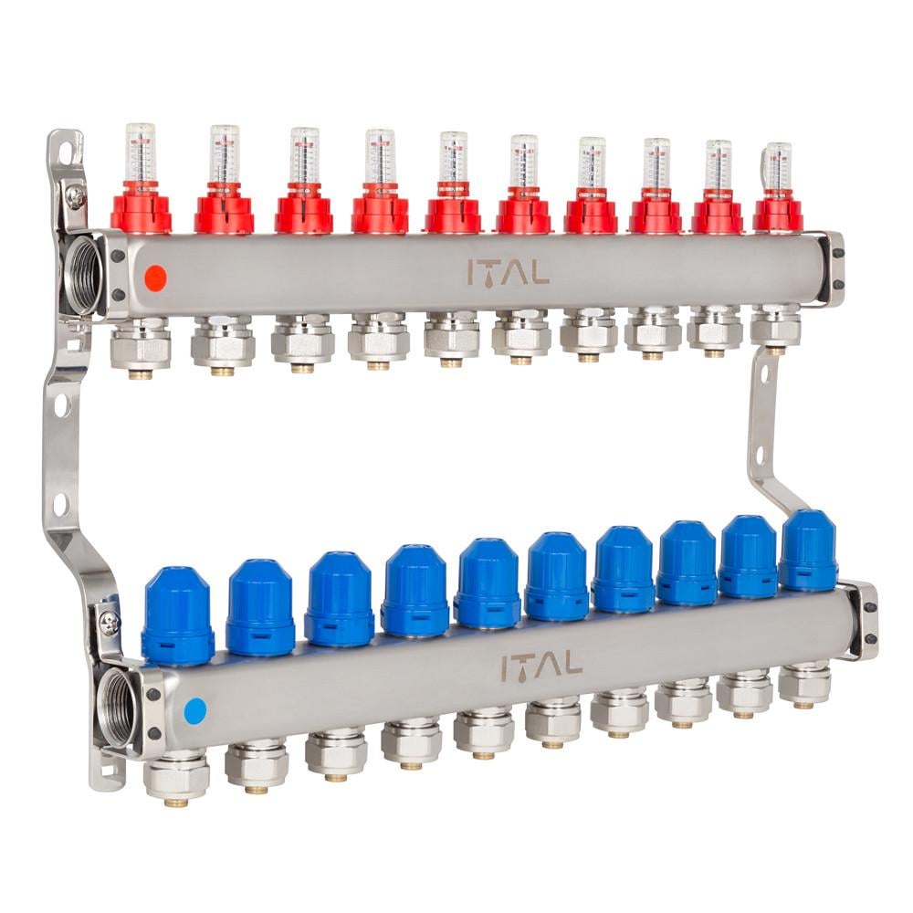 Коллекторный блок с расходомерами Ital HC1-10 x 3/4"Ek нержавеющая сталь Коллекторный блок с расходомерами Ital HC1-10 x 3/4"Ek нержавеющая сталь