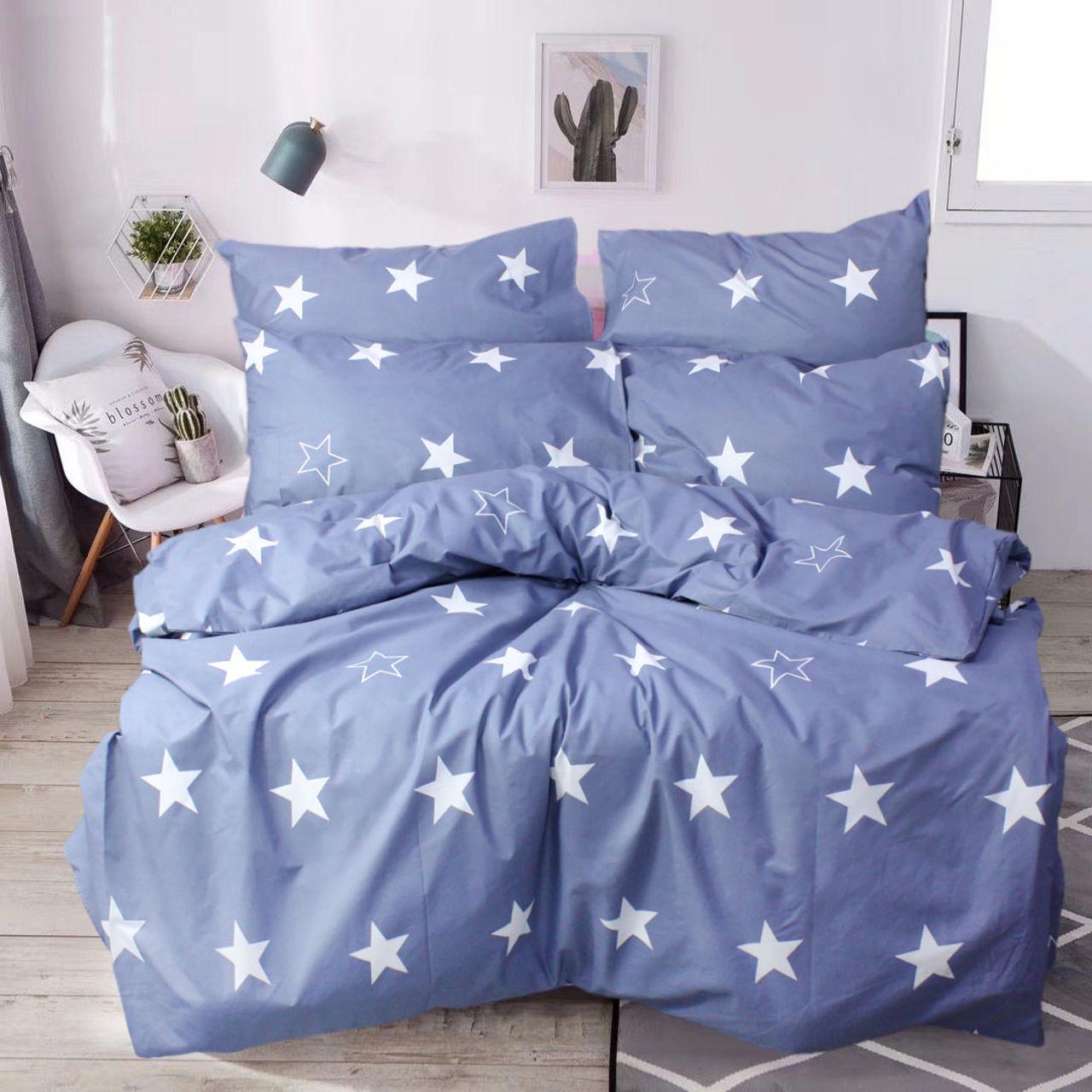 Комплект постельного белья Еней-плюс С0078 двуспальный Синий/Белый (159572)