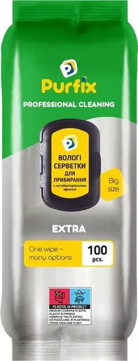 Вологі серветки для прибирання Purfix 100 шт.
