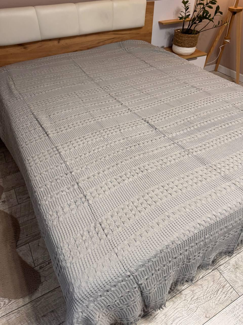 Плед вафельный 200х230 см Серый (Д-al-vafel-002)