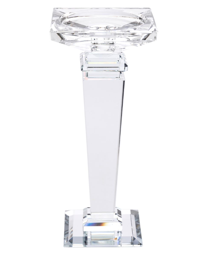 Подсвечник стеклянный Sylvie crystal с квадратным основанием 22,5 см Прозрачный - фото 3