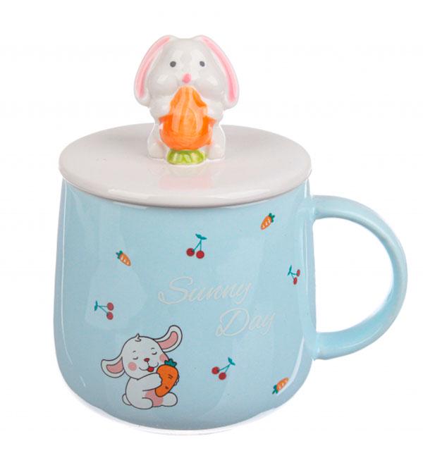 Чашка керамічна Bunny 320 мл з ложечкою Блакитний (414840) Чашка керамічна Bunny 320 мл з ложечкою Блакитний (414840)