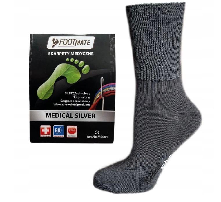 Носки диабетические с серебром Footmate Medical Silver M р. 39/41 Графитовый (MS001_G3941)