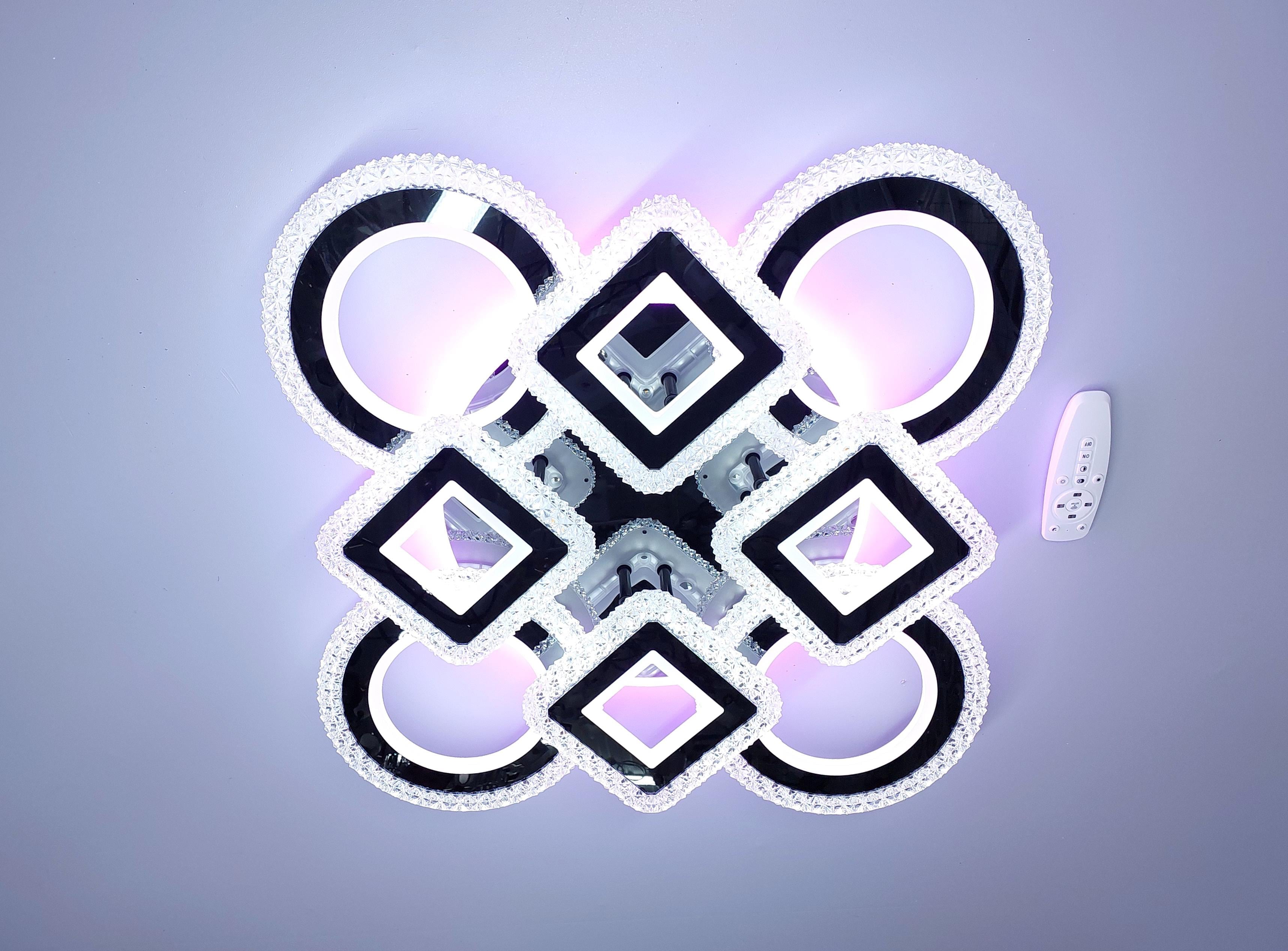 Люстра светодиодная и пультом 87R/4+4 BK+RGB с подсветкой 280/34W Черный (18205276)