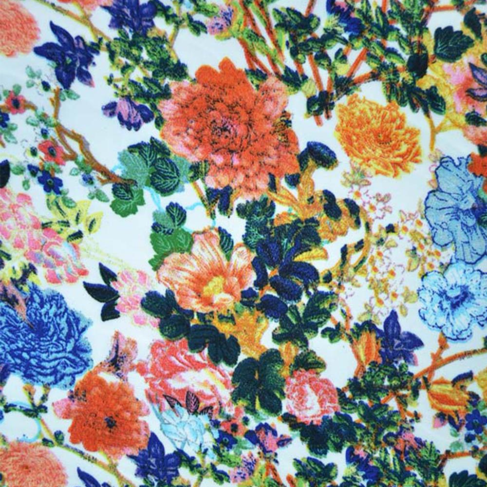 Ткань креп поплин с цветами ширина 150 см Разноцветный (14005.004)