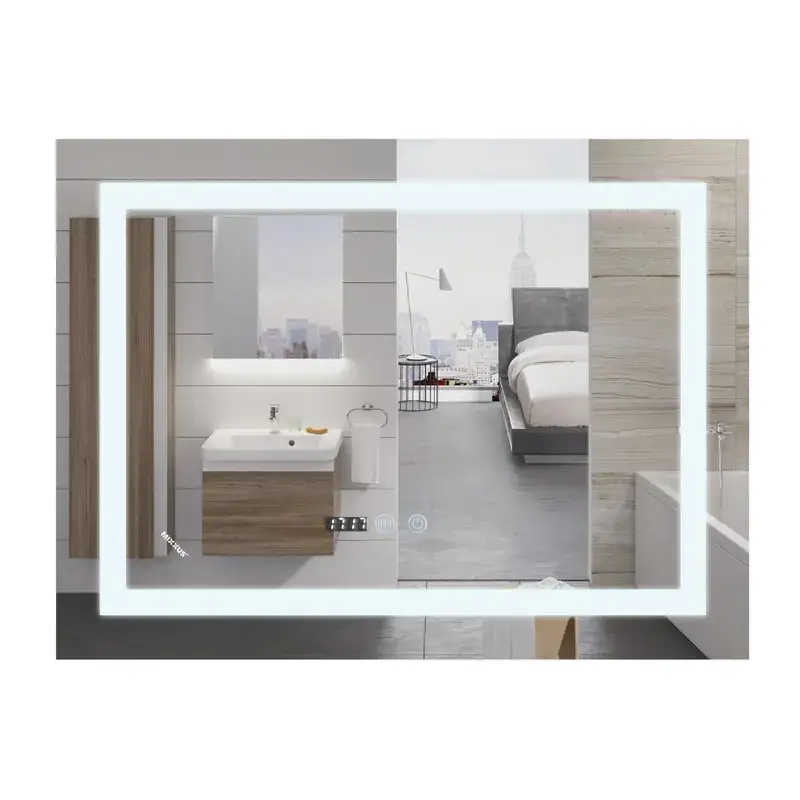 Зеркало Mixxus Warm часы/LED-подсветка/антизапотевка 100x60 см (MR02)