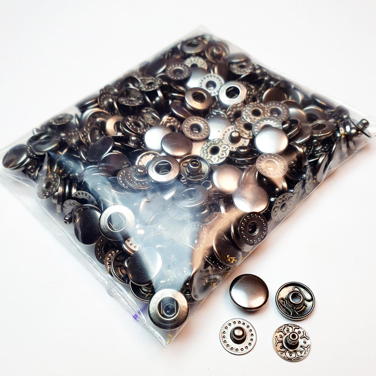 Кнопка металева Strong Alfa VT-2 10,5 мм 50 шт. Чорний нікель