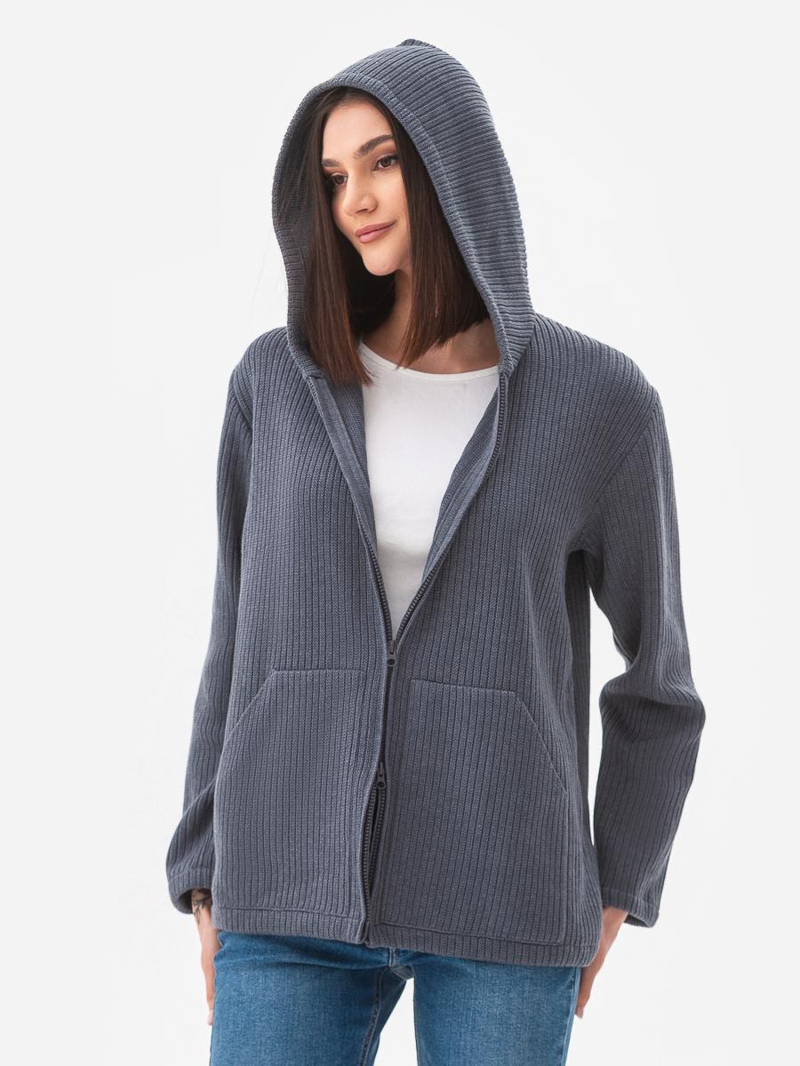 Кардиган хлопковый с капюшоном SVTR р. 48-52 Джинсовый (592) - фото 6