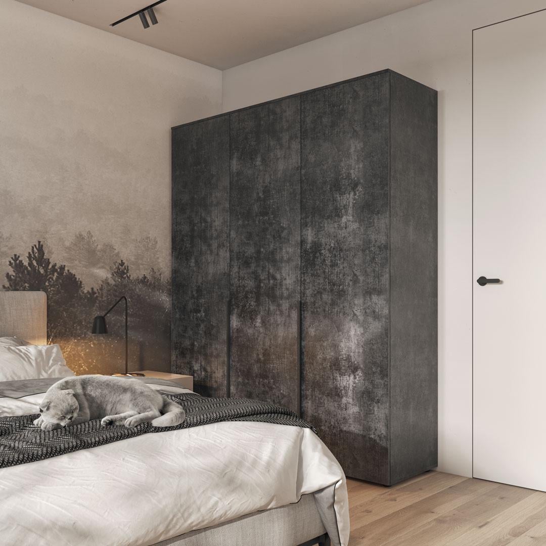 Шафа розпашна Moreli ST-0027 зі штангою та полицями Бетон Темний (ST-0027-dark)