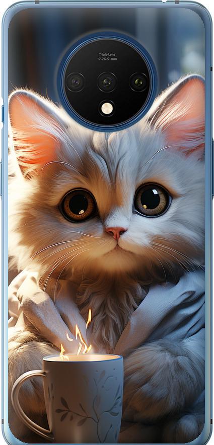 Чохол на OnePlus 7T Білий кіт (5646u-1809-42517)