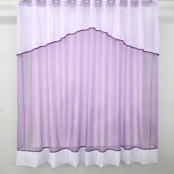 Занавеска кухонная шифон 280х170 см Сиреневый/Белый (00к 59-410)