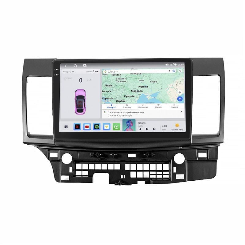 Автомагнітола штатна Lesko для Mitsubishi Lancer X рестайлінг 2011-2015 10" 4/64 QLED CarPlay 4G Wi-Fi GPS