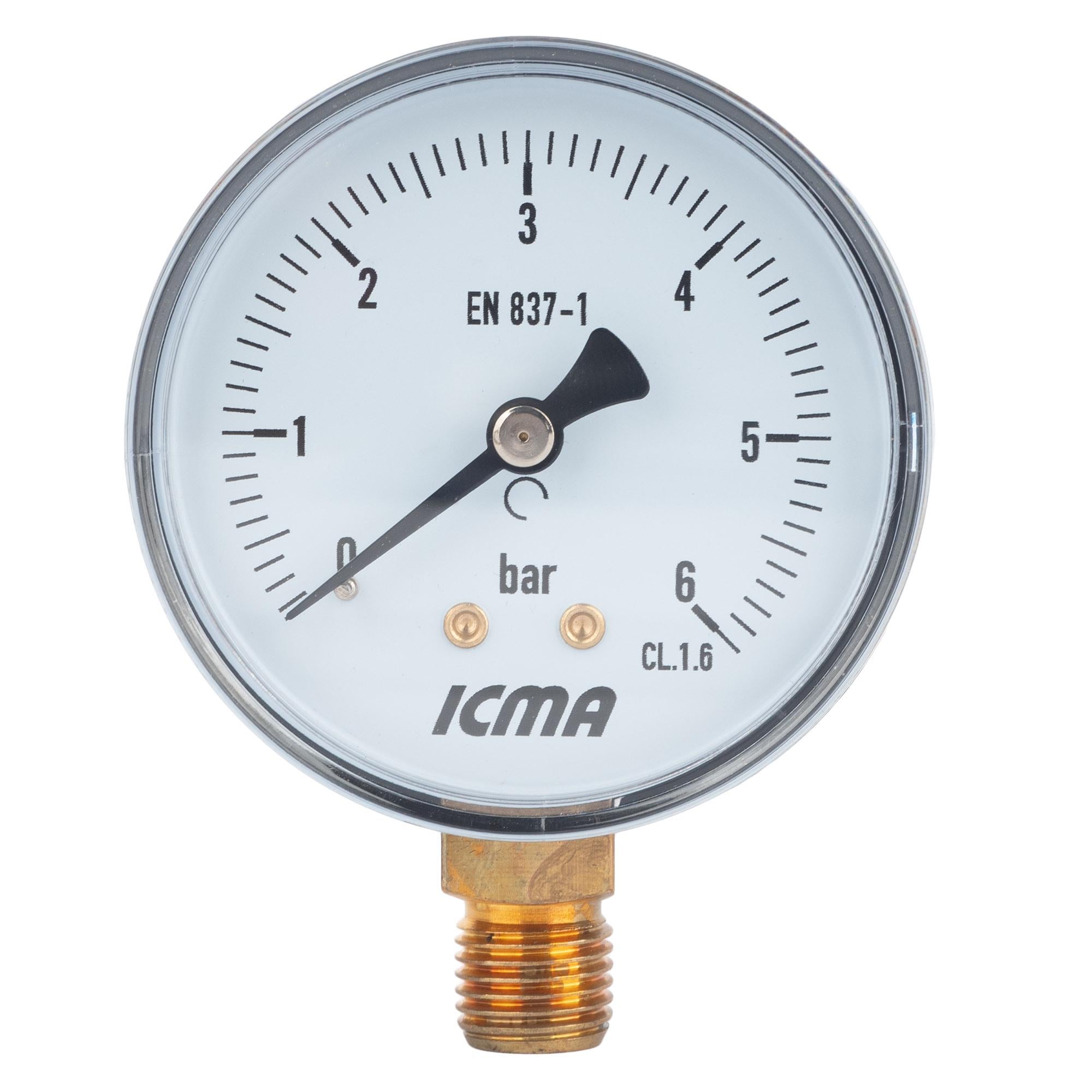 Манометр ICMA 244 0-6 бар радиальный 1/4" Ø 63 мм