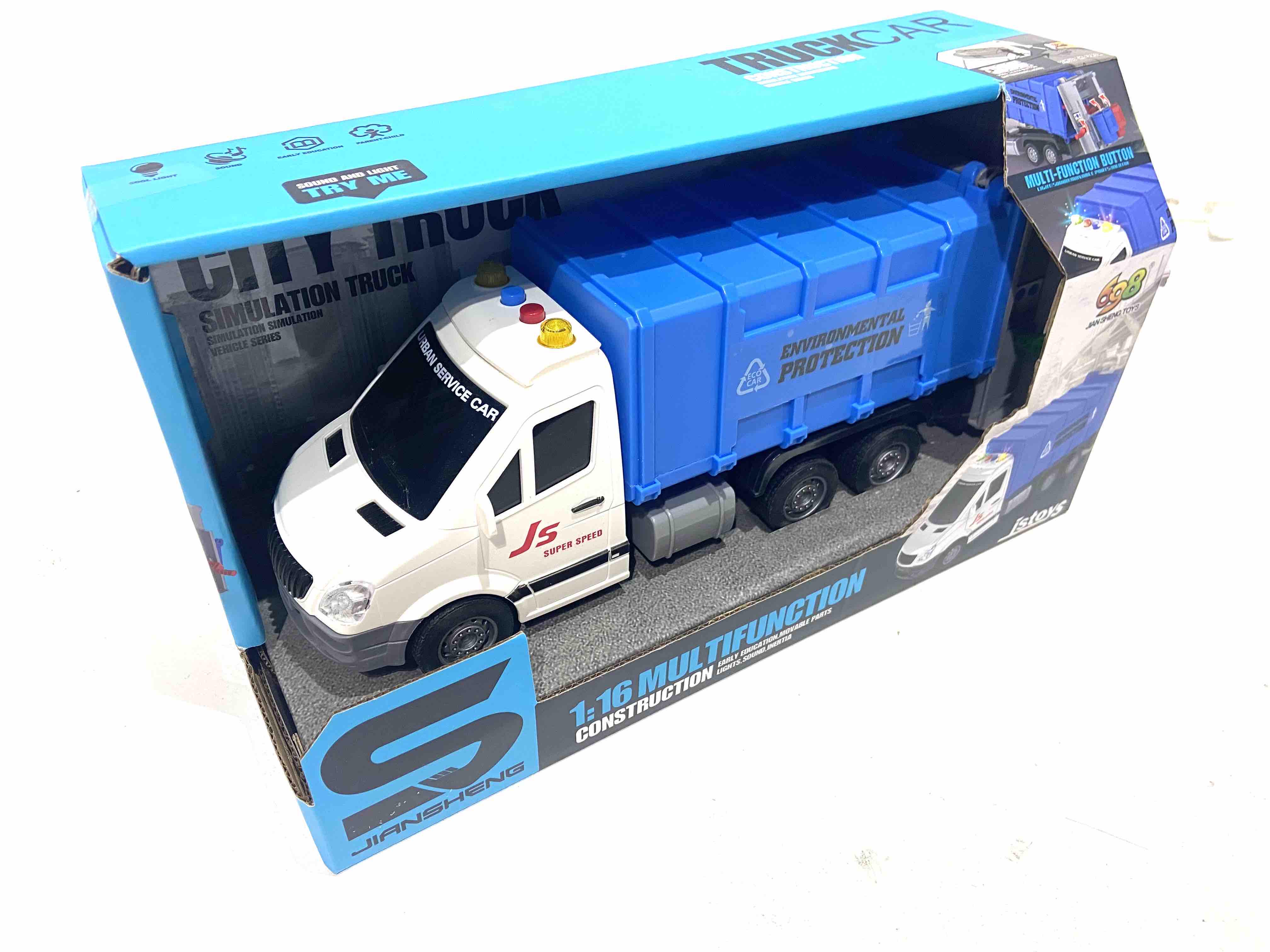 Спецтехника Jian Sheng Toys Мусоровоз 1:16 Синий (JS 138/138 A) Спецтехника Jian Sheng Toys Мусоровоз 1:16 Синий (JS 138/138 A)