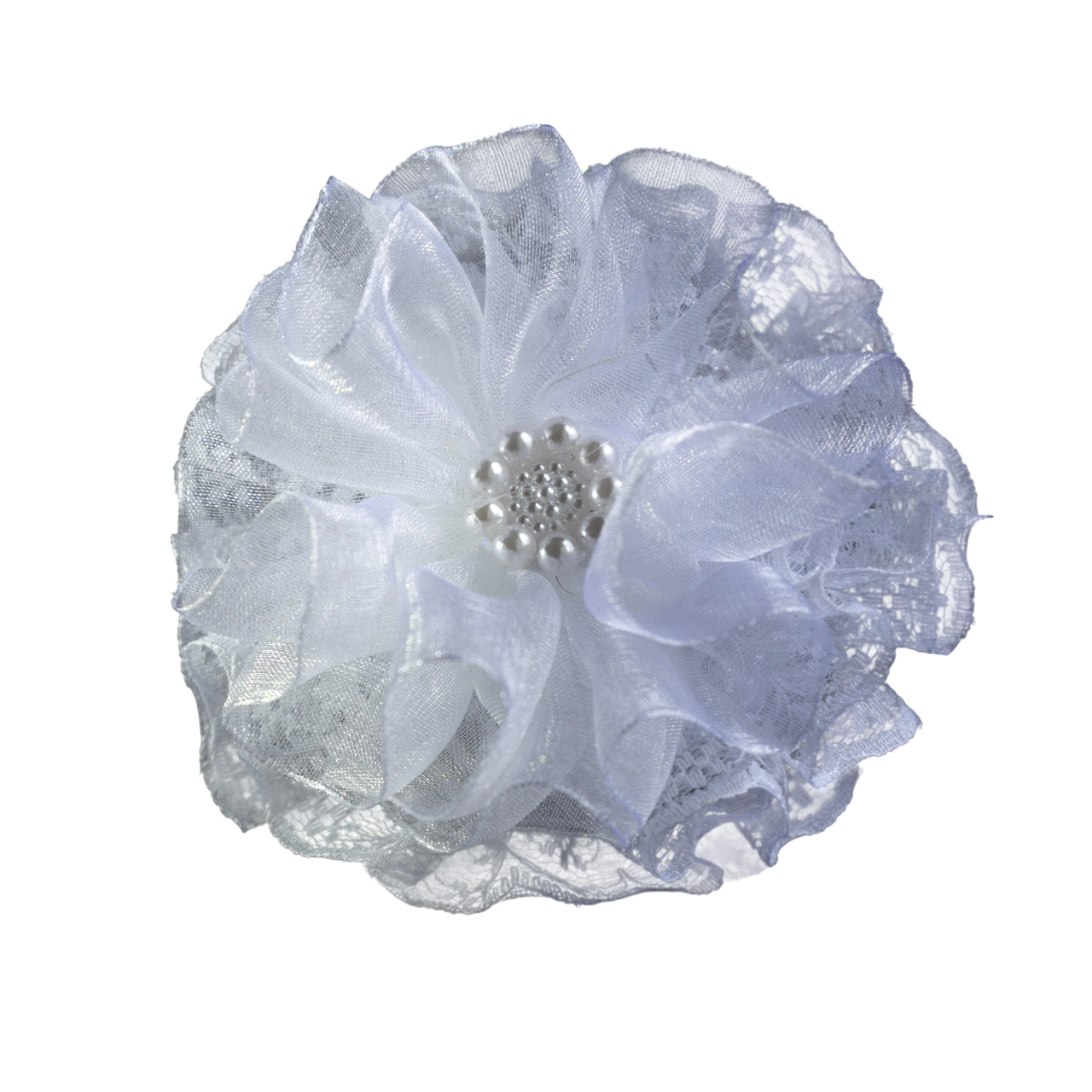 Резинка для волос ДАЙС цветок 9 см с камешками 2 шт. Белый (ББ-09-КО)