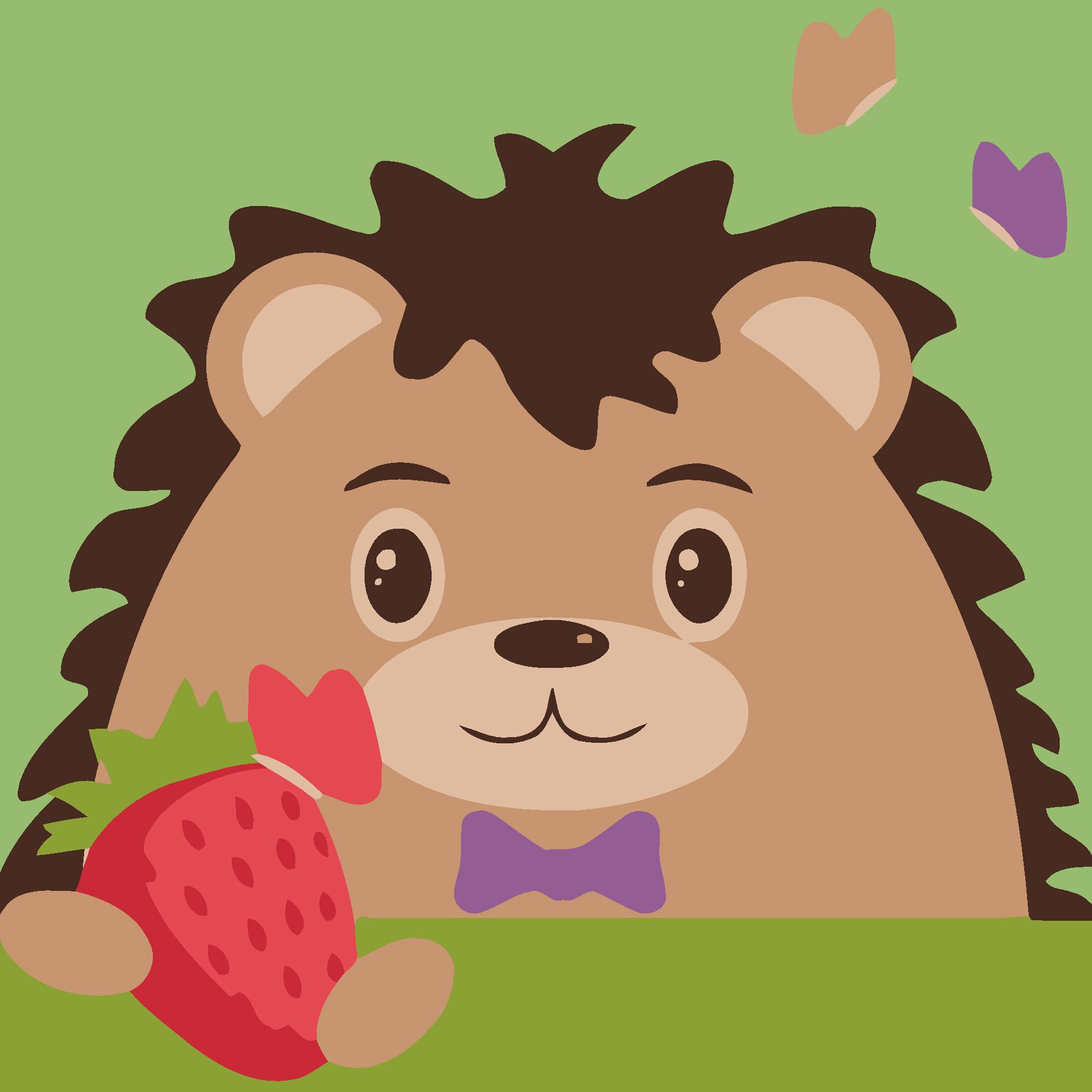 Картина по номерам Strateg Еж с клубникой 20x20 см (Str-HH7065)