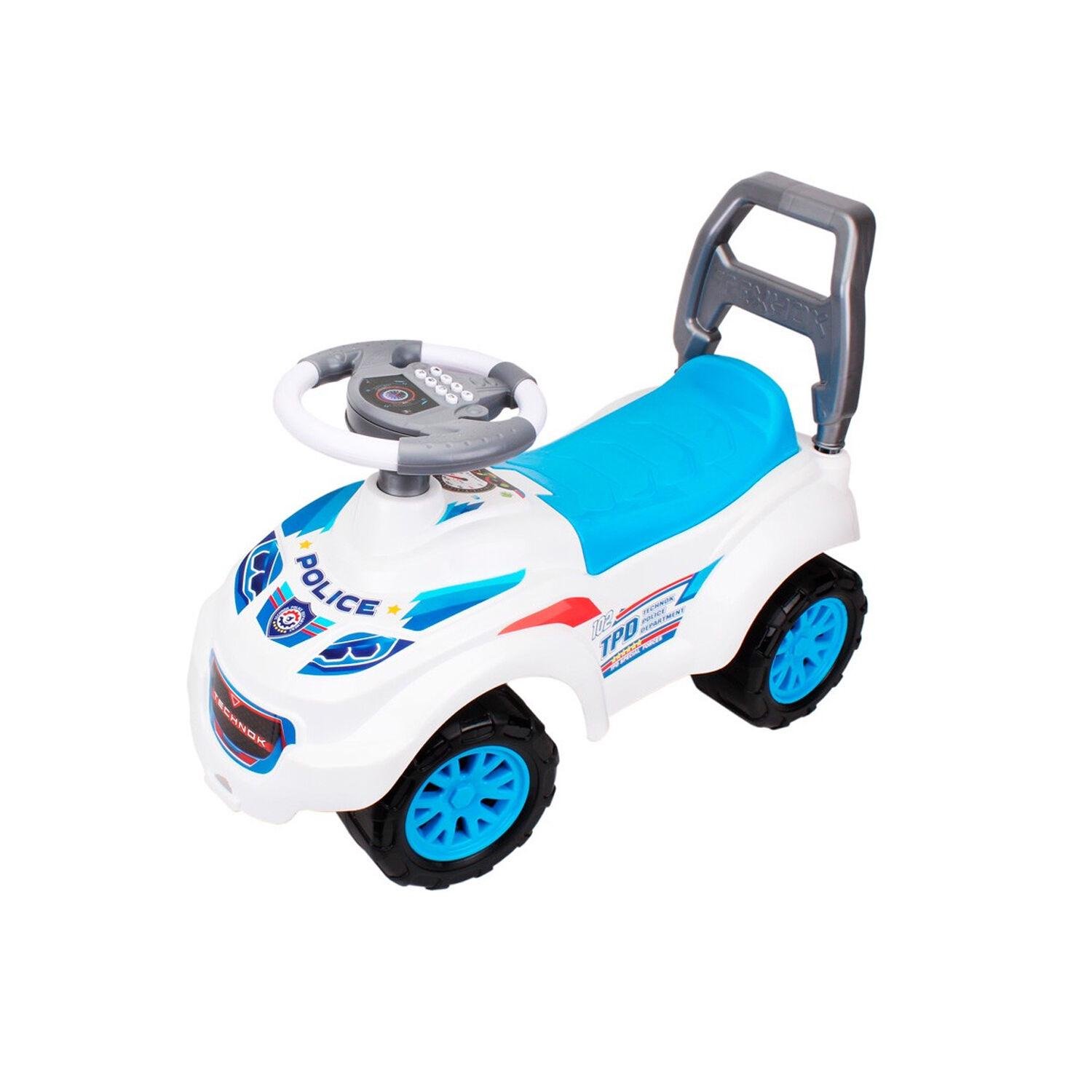 Толокар для прогулянок Technok Toys кермо зі звуковим сигналом/багажник White/Blue (94097)