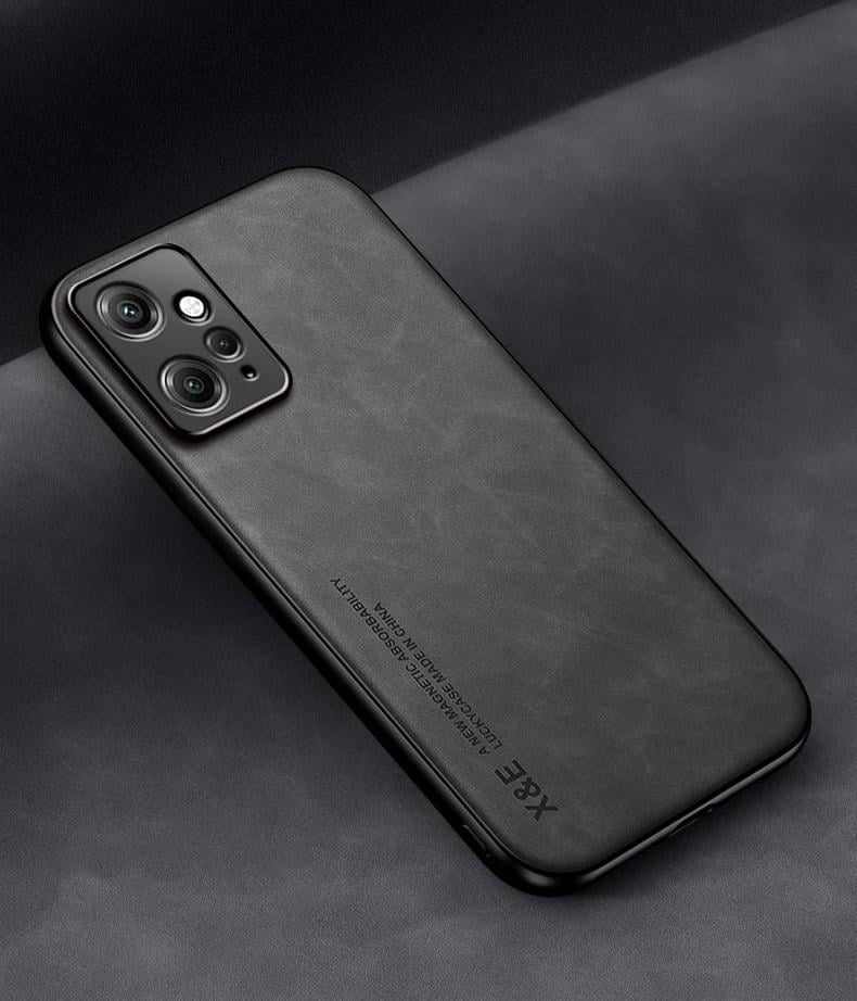 Кожаный чехол XnE Xiaomi Redmi Note 12 4G с металлической вставкой Black (34279-2B)