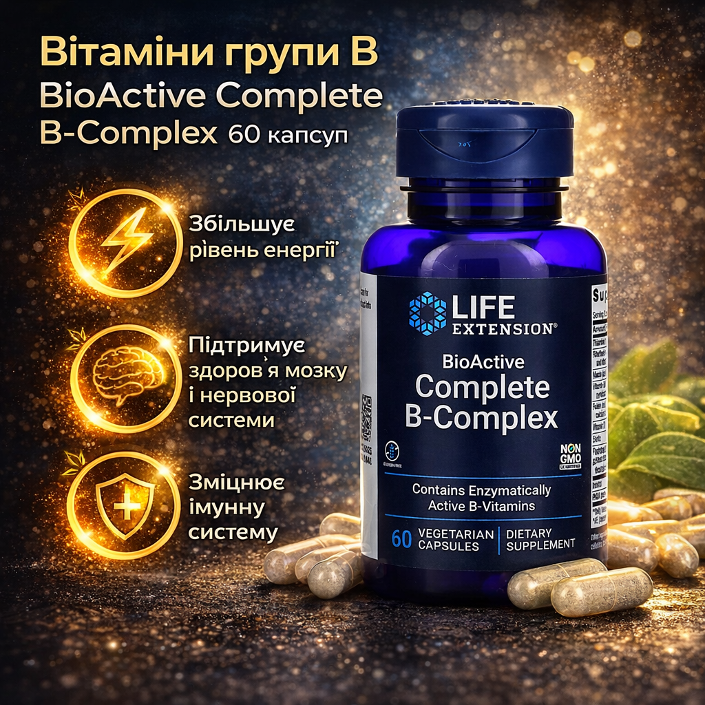 Вітаміни групи B BioActive Complete B-Complex 60 капсул - фото 3