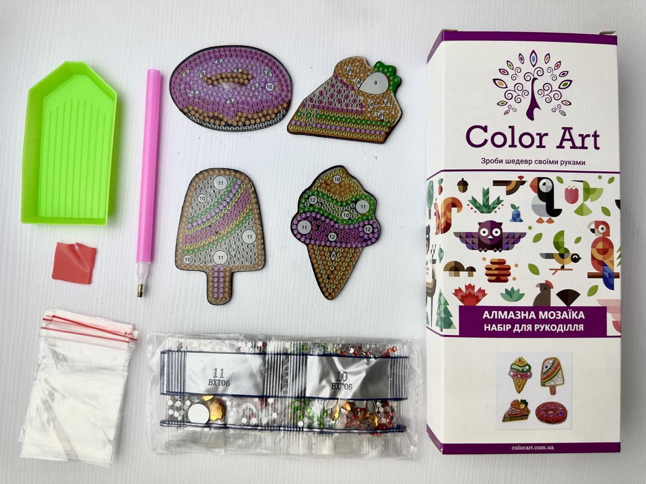 Магнітики алмазна мозаїка ColorArt Солодощі FM52 4 шт. 10x10 см
