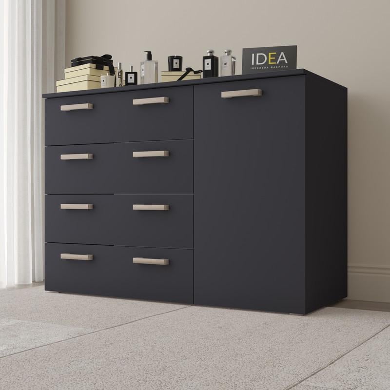 Комод Idea ТКБ-365.4 на 4 шухляди з дверима Антрацит (26718324) - фото 1 Комод Idea ТКБ-365.4 на 4 шухляди з дверима Антрацит (26718324) - фото 1