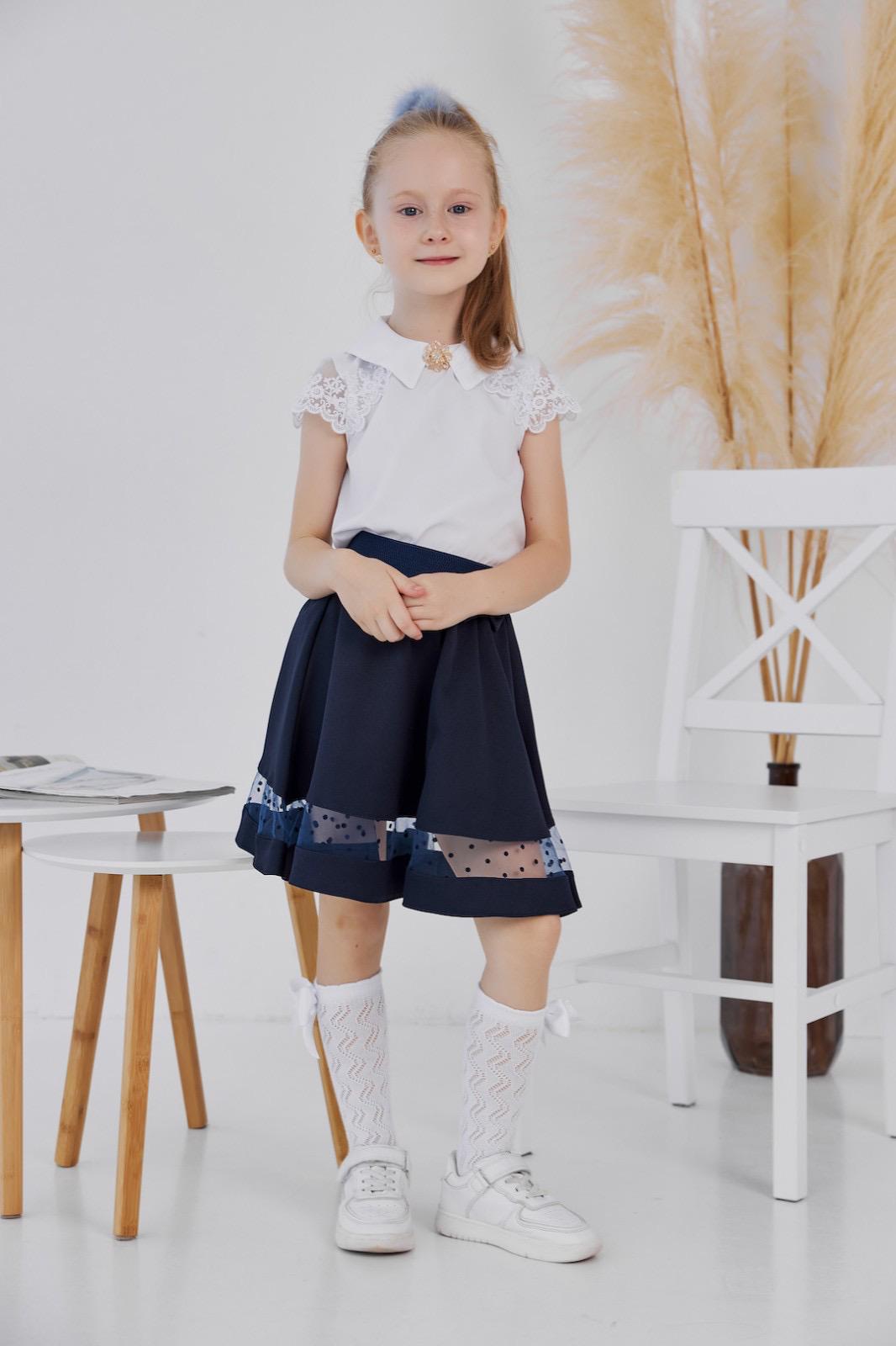 Блуза без рукавов с кружевом для девочки 116 см Белый (127169) Блуза без рукавов с кружевом для девочки 116 см Белый (127169)