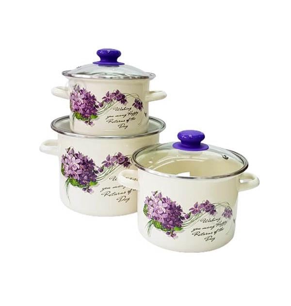 Набор кастрюль эмалированных Epos Виола №752 3 шт. Белый (22-66-000013)