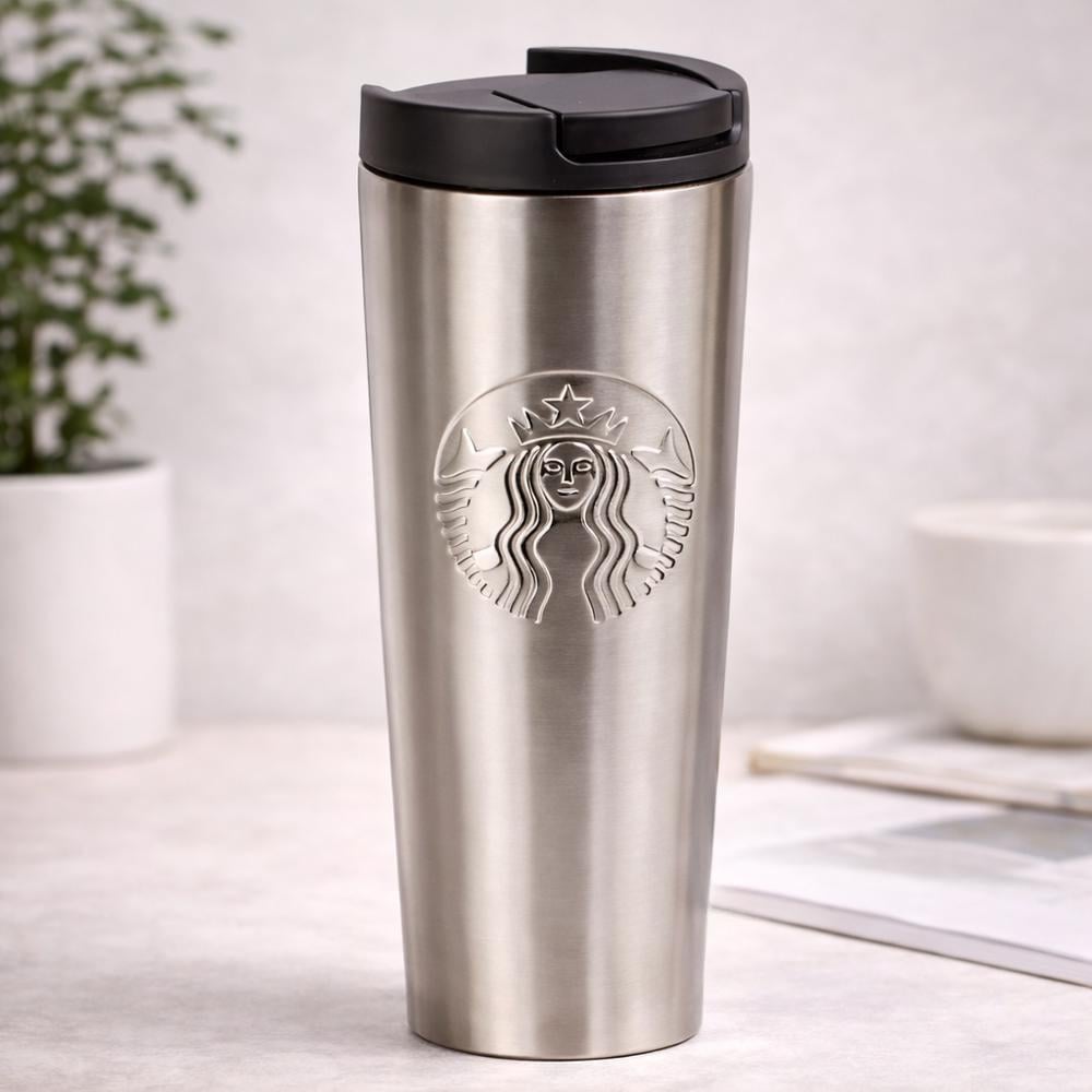 Термокружка 124711 600 мл из нержавеющей стали 304 с откидной крышкой Серебристый