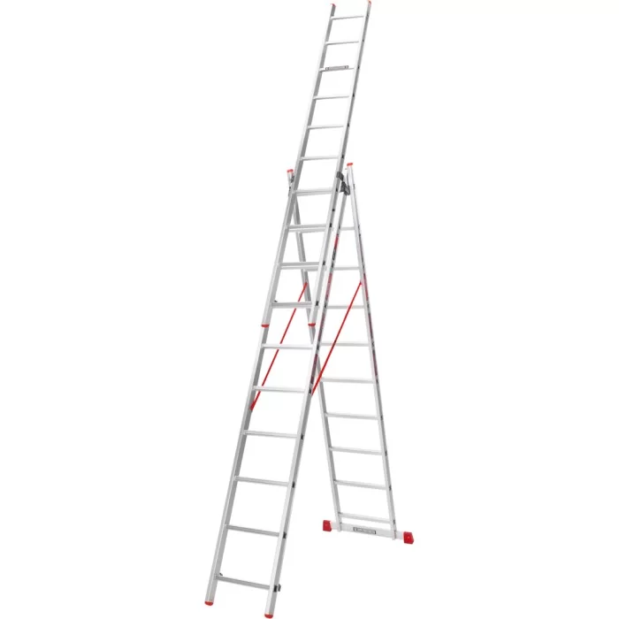 Драбина алюмінієва КВІТКА PRO 3-х секційна 3х10 сходинок (110-9310)