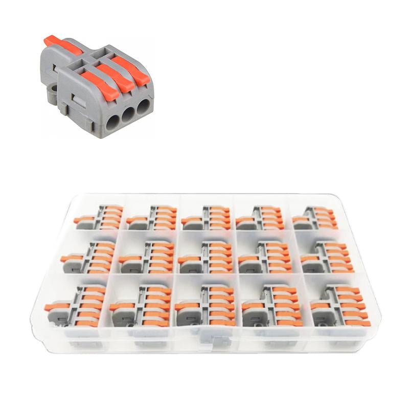 Набор клемм Tactix 0,08-4 мм2 32А 1-3 проходная наборная 29,7х18х13 мм 15 шт. Оранжевый (DF-13-15box)