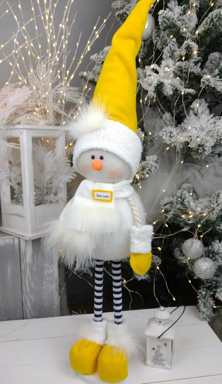 Игрушка новогодняя Хатинка Гном Снеговик 75 см Желтый (CNT00011363)