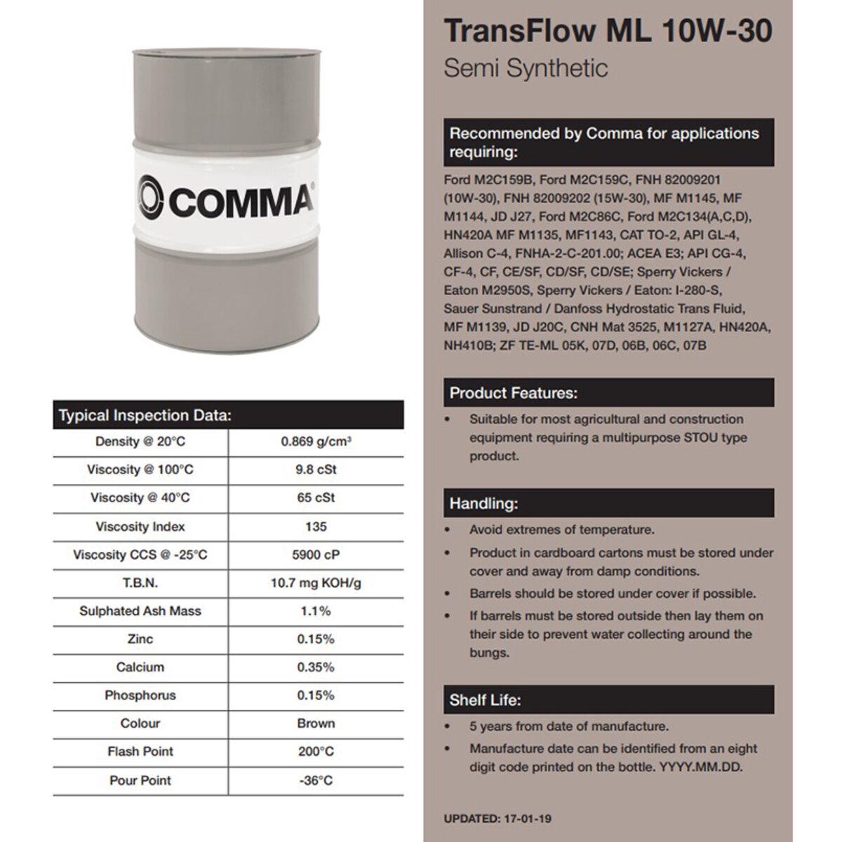 Моторное масло автомобильное COMMA TRANSFLOW ML 10W-30 5 л (TFML5L) - фото 2