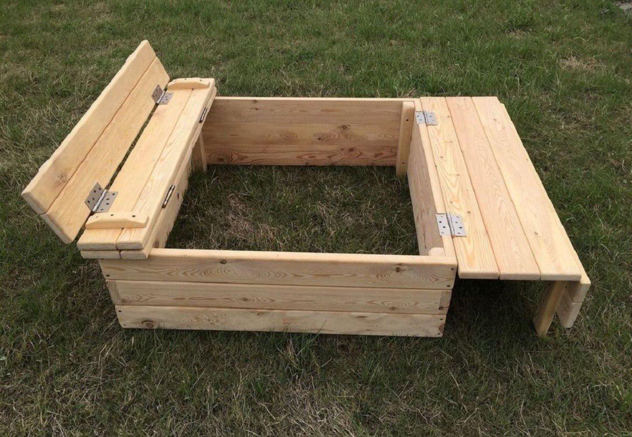 Песочница детская с натурального дерева сосна 1300х1300х400 мм (DP5675) - фото 3 Песочница детская с натурального дерева сосна 1300х1300х400 мм (DP5675) - фото 3