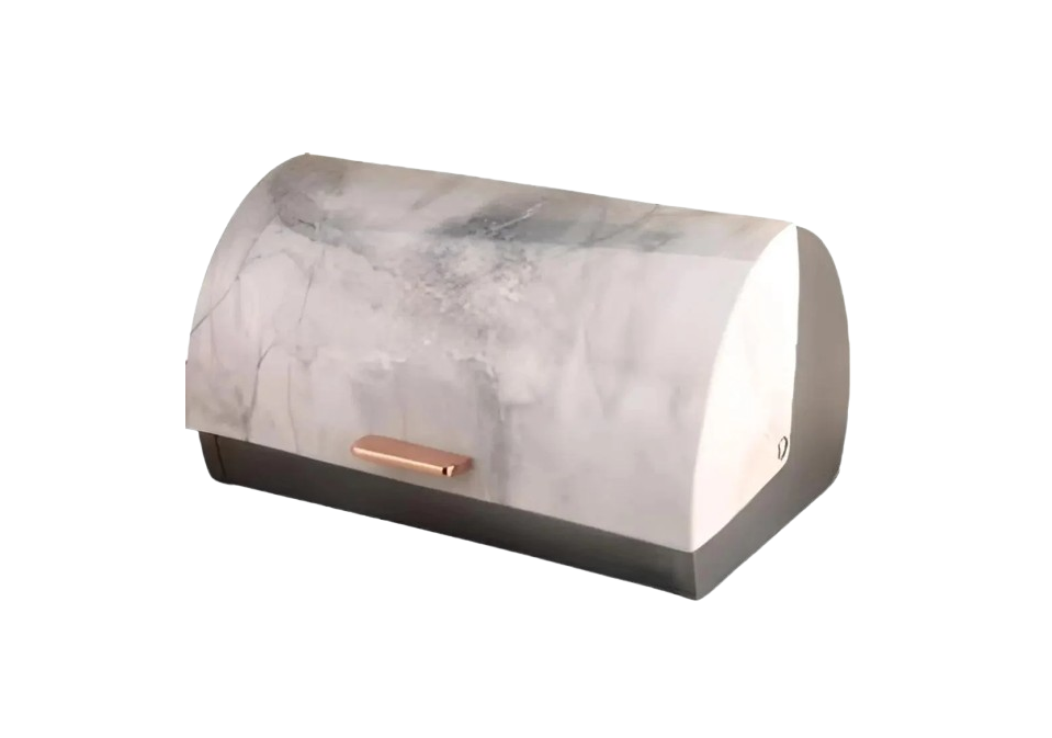 Хлебница Bohmann с откидной крышкой из нержавеющей стали Белый мрамор (7259 MR)