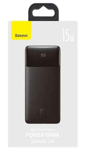 Зовнішній акумулятор Baseus Bipow Digital Display 15W 20000mAh Black (11579572) - фото 4