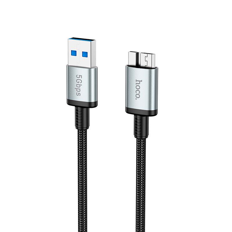 Кабель для зарядки и передачи данных HOCO US10, USB х Micro USB 3.0, до 5 Гбит/с, 0.5 м, Черный