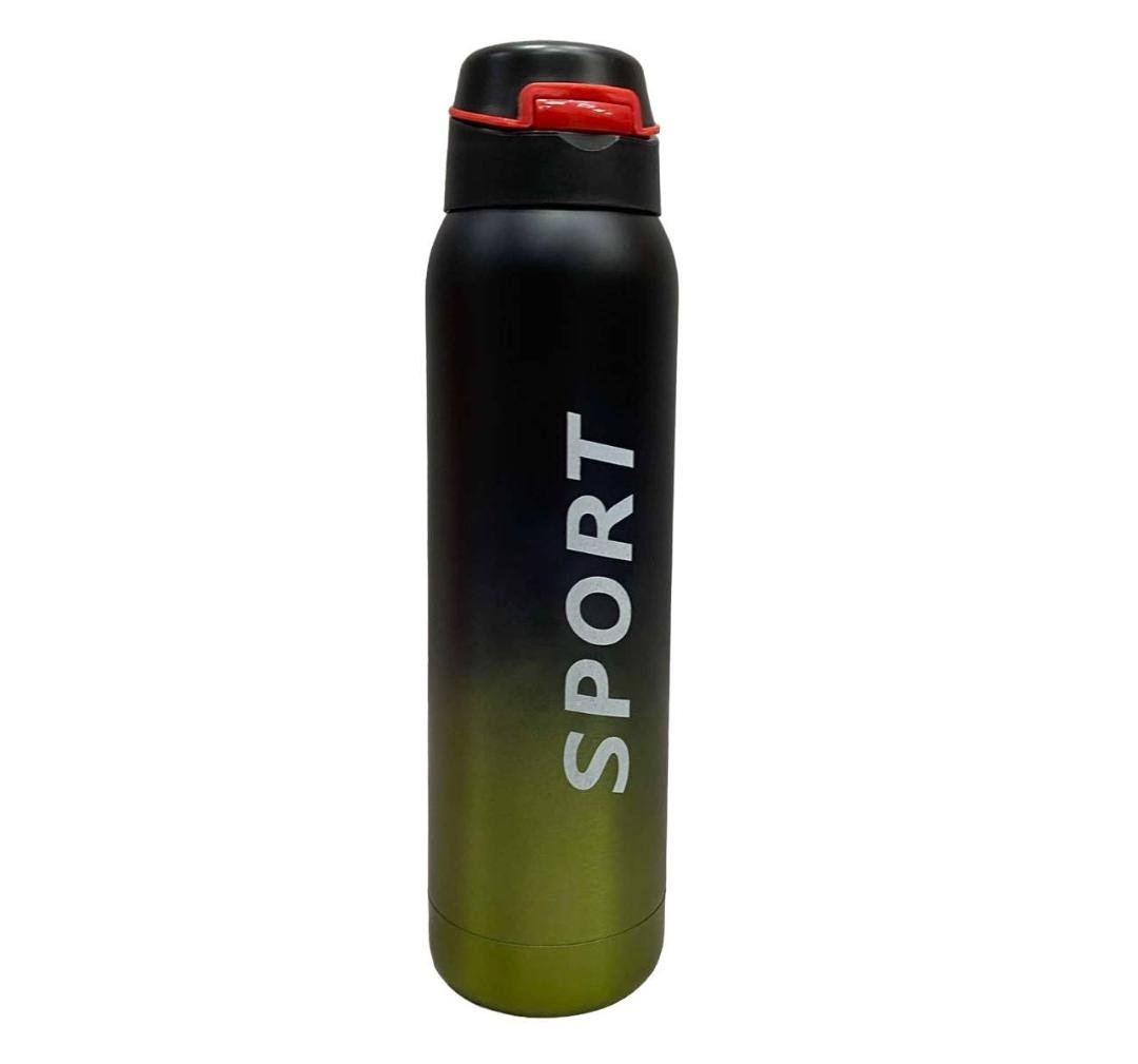 Термос Stenson Sport з трубочкою із нержавіючої сталі 500 мл Чорний з хакі (MT-3450-2)