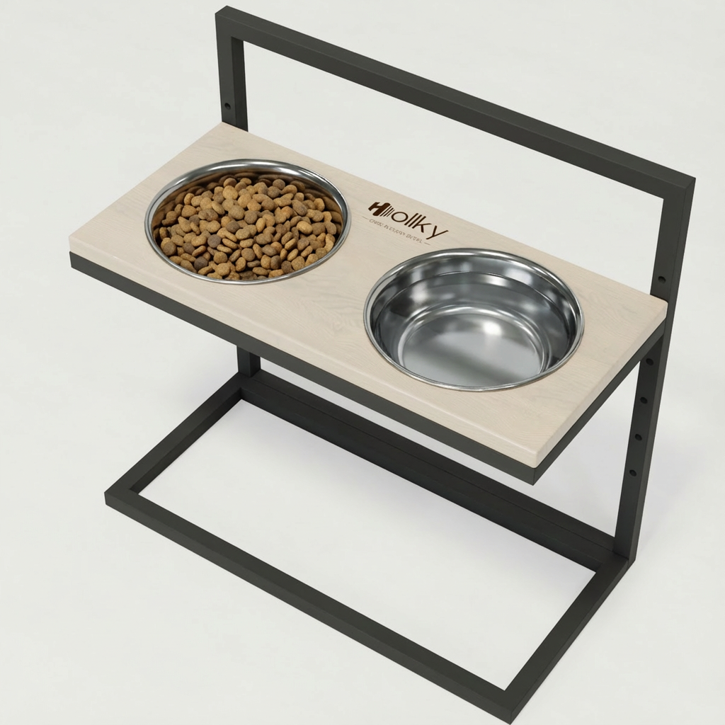 Миски на регулируемой подставке для больших собак Hollky Flex L 2х1,8 л (FL-502850-GRWH) - фото 2