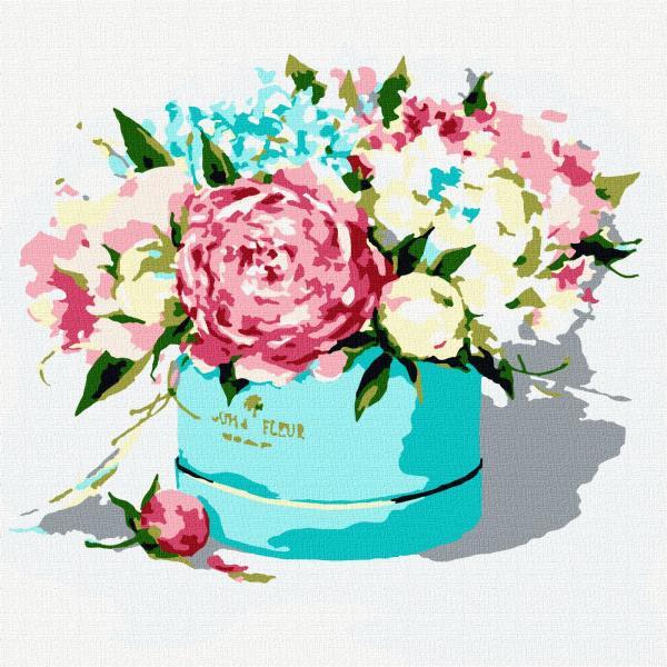 Картина по номерам Идейка Цветы Коробочка вдохновения 25х25 см в термопакете (КНО2972-mt)