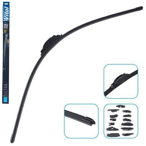 Щітка склоочисника безкаркасна Vitol ULTRA 30 750 мм 13 адаптерів - фото 2