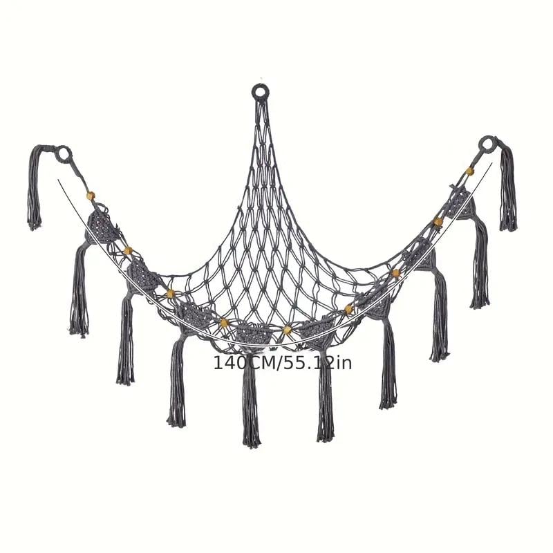 Сітка-гамак для зберігання м'яких іграшок LET'S RESIN макраме в стилі бохо Сірий - фото 7