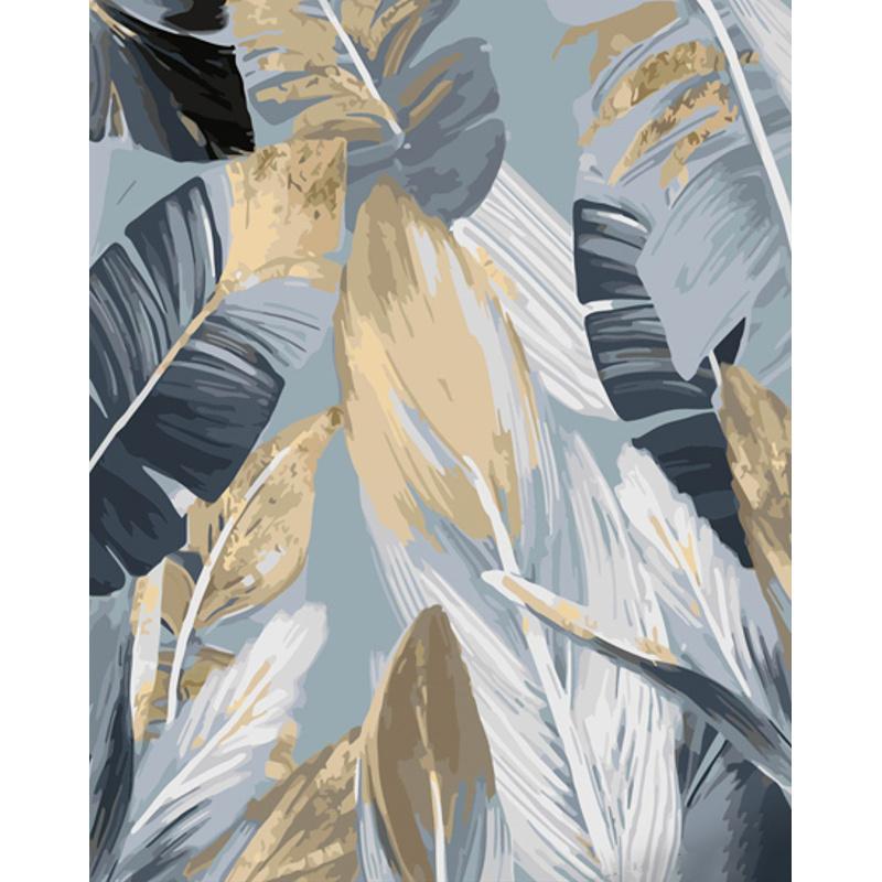 Картина за номерами Strateg Преміум Сіре з золотим листя з лаком та з рівнем 40x50 см (GS1410) Картина за номерами Strateg Преміум Сіре з золотим листя з лаком та з рівнем 40x50 см (GS1410)