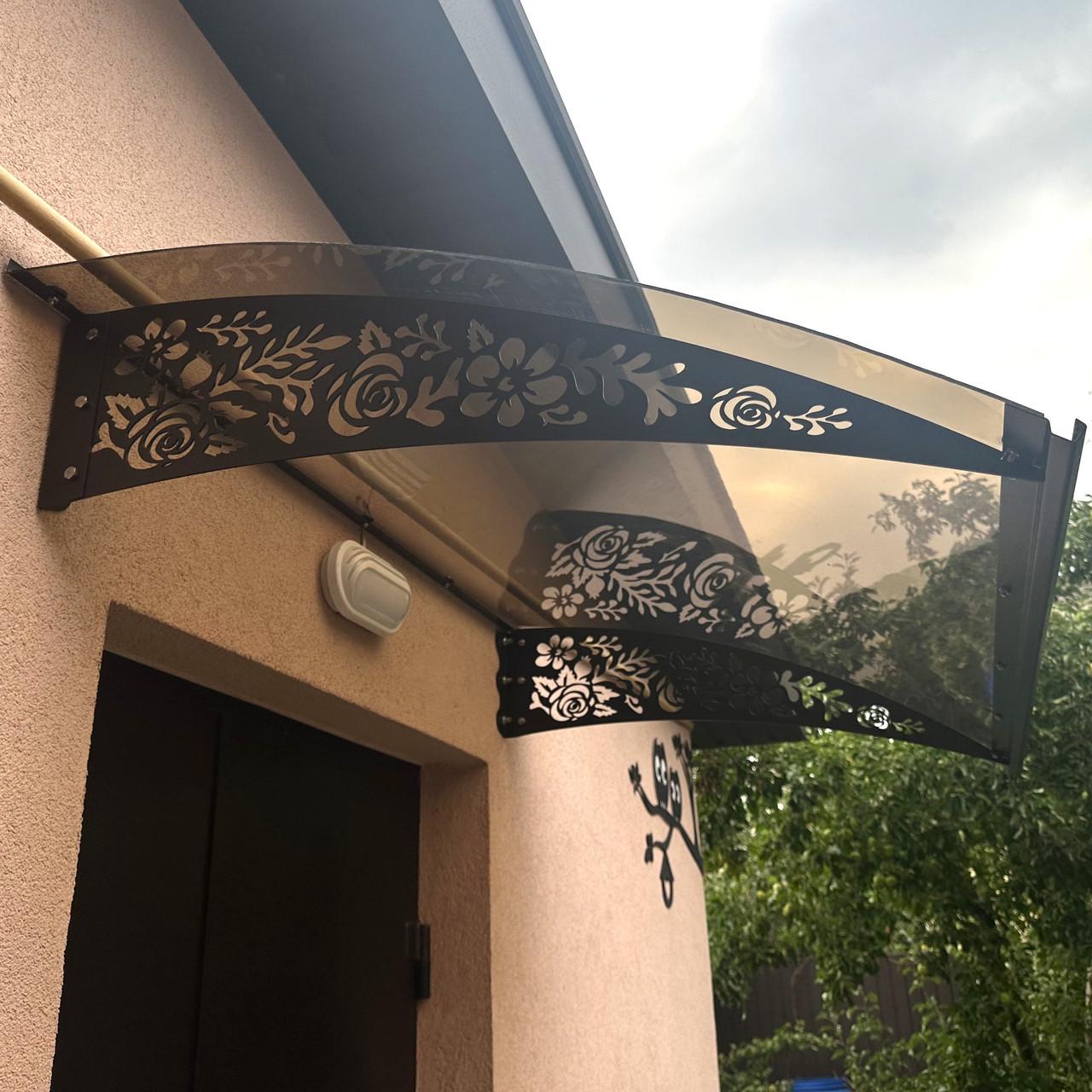 Навес-козырек Prime Роза поликарбонат монолитный 3 мм 150х100 см (30424053)