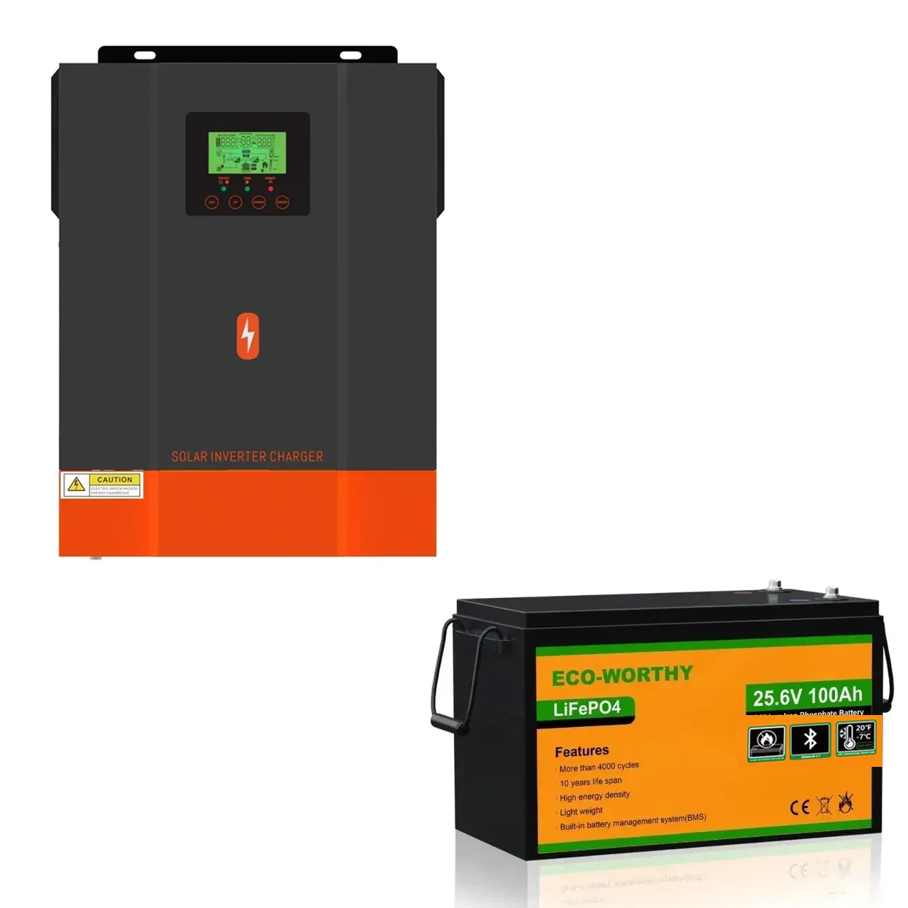 Комплект резервного питания 3кВт инвертор PowMr 3200W 24V POW-HVM3,2H-24V-N и аккумулятор LiFePO4 Eco-Worth 25,6V 100Агод 2560Wh