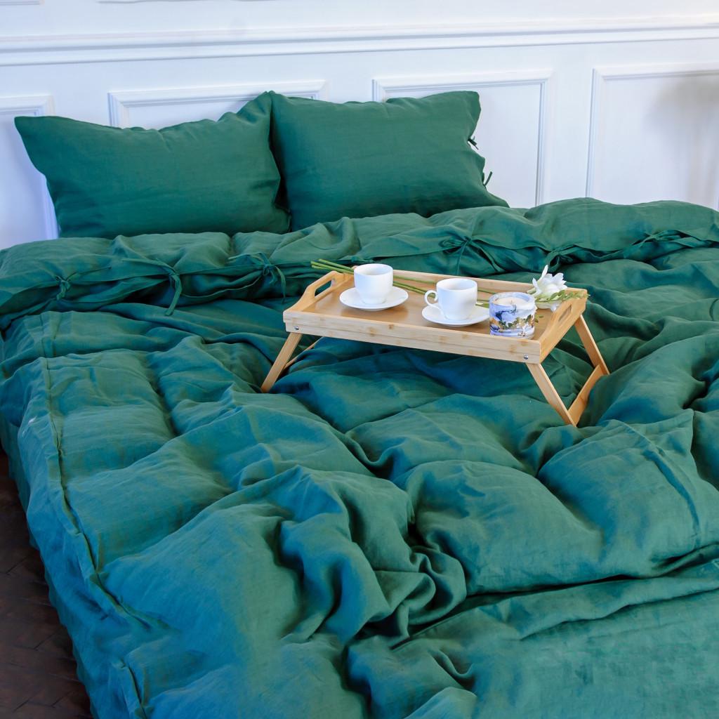 Комплект постельного белья MirSon Apple Лен 200х220 см Green (2200005371435)