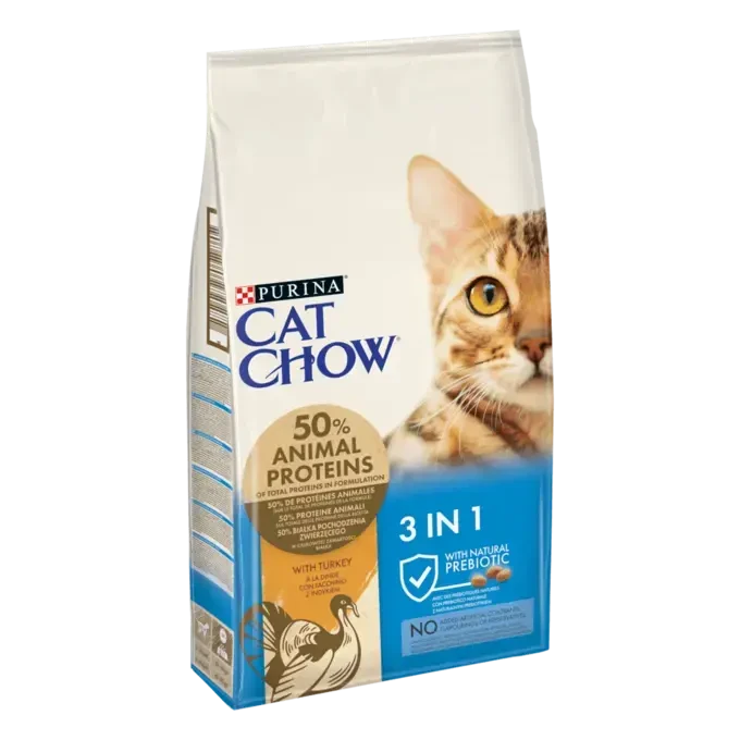 Корм сухий для дорослих котів повнораціонний Cat Chow з формулою потрійної дії з індичкою 1,5 кг - фото 2 Корм сухий для дорослих котів повнораціонний Cat Chow з формулою потрійної дії з індичкою 1,5 кг - фото 2