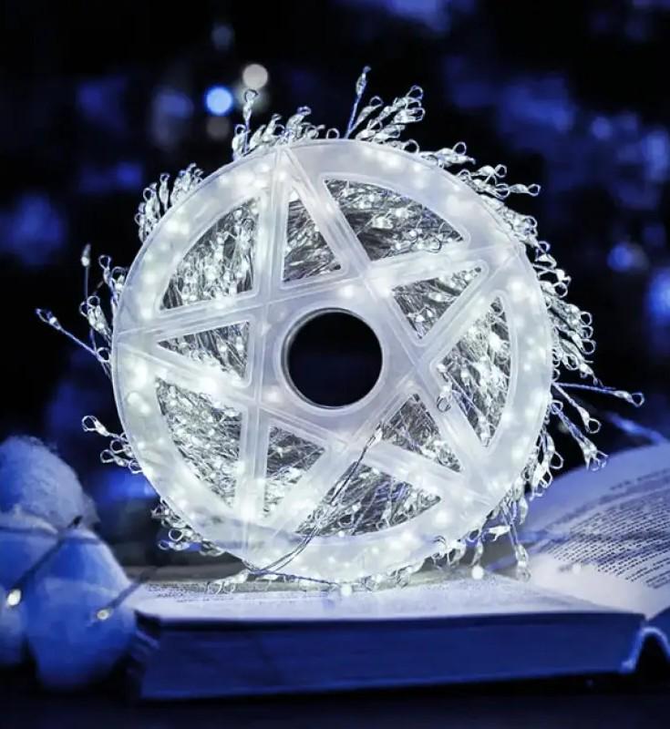 Гірлянда Гілочка з крапель роси 20 м з пультом 600 LED USB/220V 8 режимів Холодний білий (30584187)