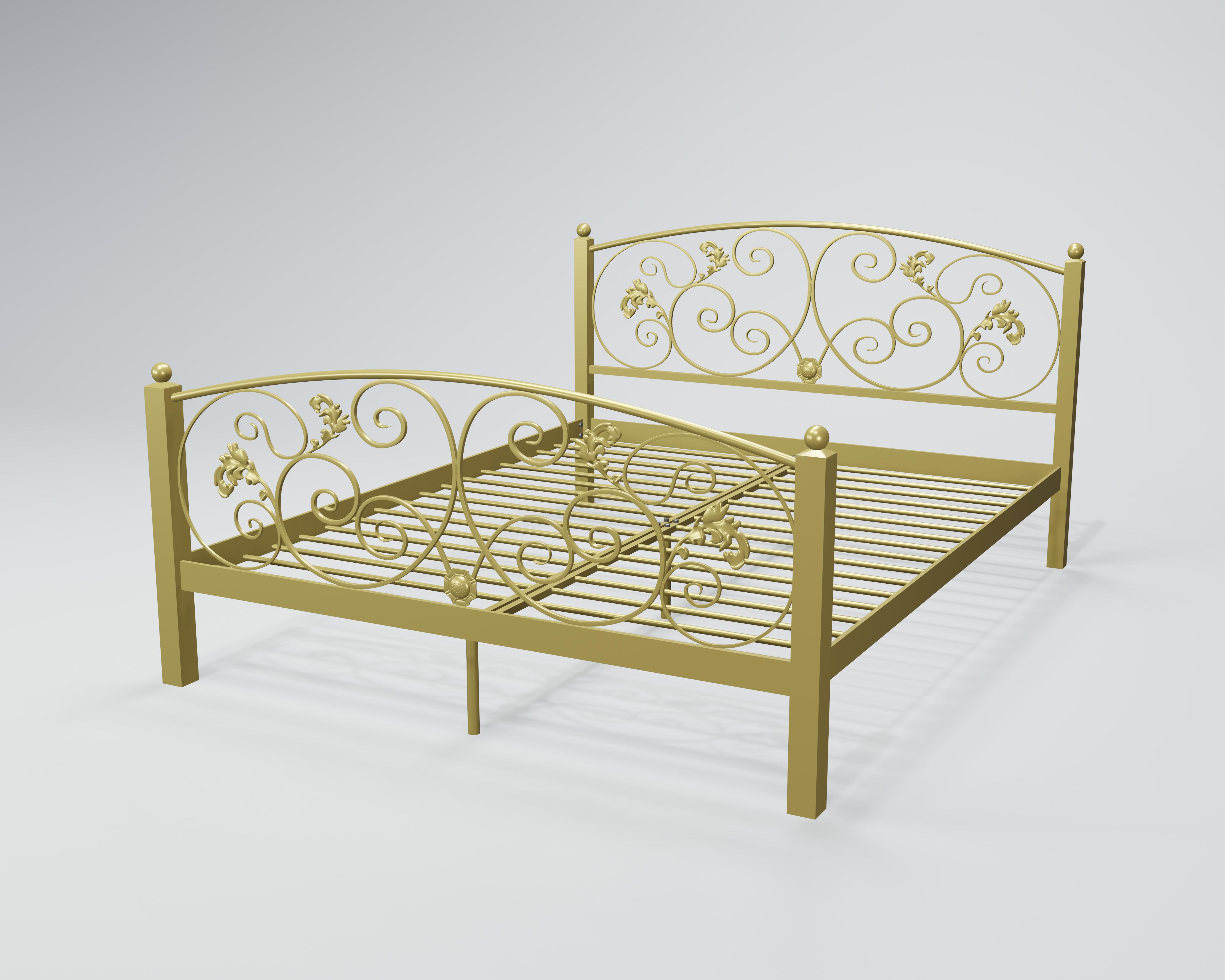 Кровать металлическая Магнолия 160x190 см Золотой