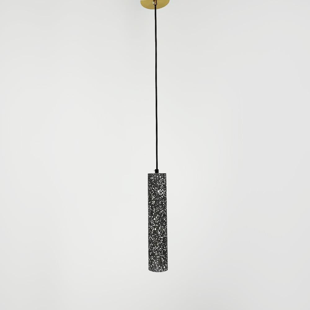 Подвес Line.F MJ 163-60*300 BK Terrazzo Cylinder Long с серым бетонным плафоном 30х6 см (3261_6541)